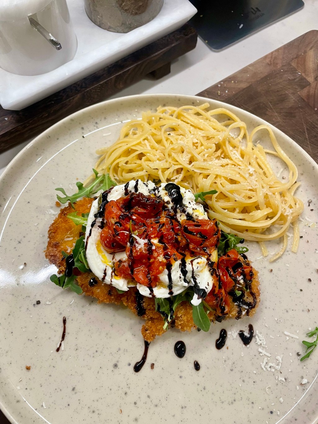 Tomato Confit & Burrata Chicken Milanese